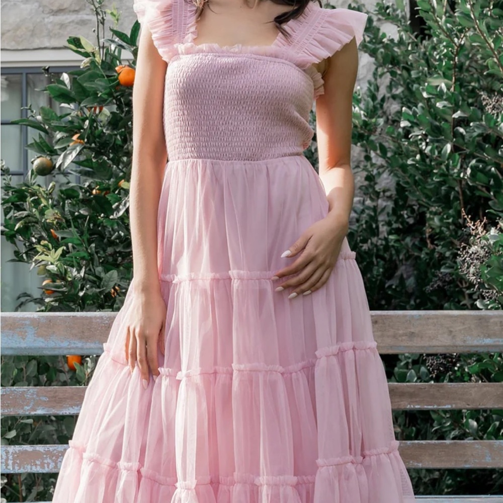 Baltic Born Pink Tiered Midi Dress